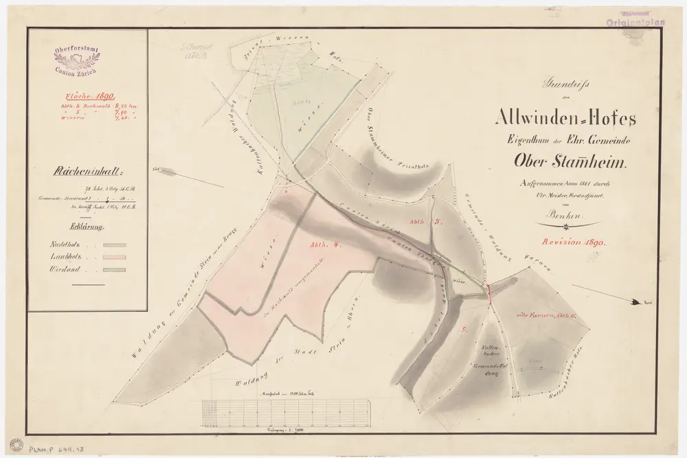 Oberstammheim: Gemeinde- und Genossenschaftswaldungen: Gemeindewaldung Alewinde (Allwinden) mit Alewinde-Hof; Grundriss