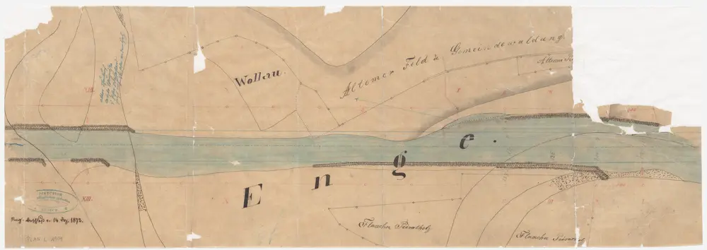 Kleinandelfingen, Flaach: Thur bei Wollau und Engi, alte und neue Flussläufe; Situationsplan