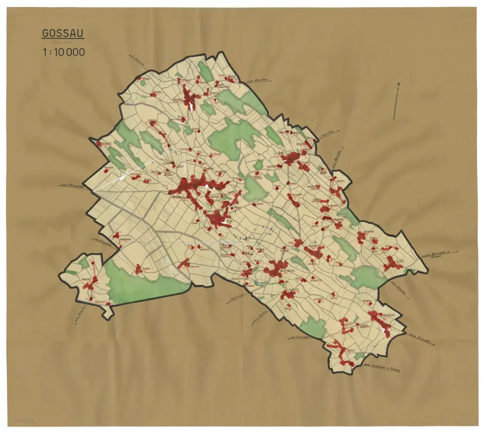 Gossau: Definition der Siedlungen für die eidgenössische Volkszählung am 01.12.1950; Siedlungskarte