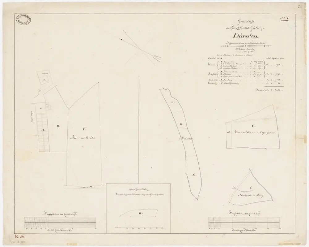 Dürnten: Pfrundgüter beim Pfarrhaus sowie In der Weid, Püntacker, Im Brühl, Im Binz und Pfrundholz; Grundrisse (Nr. 1)