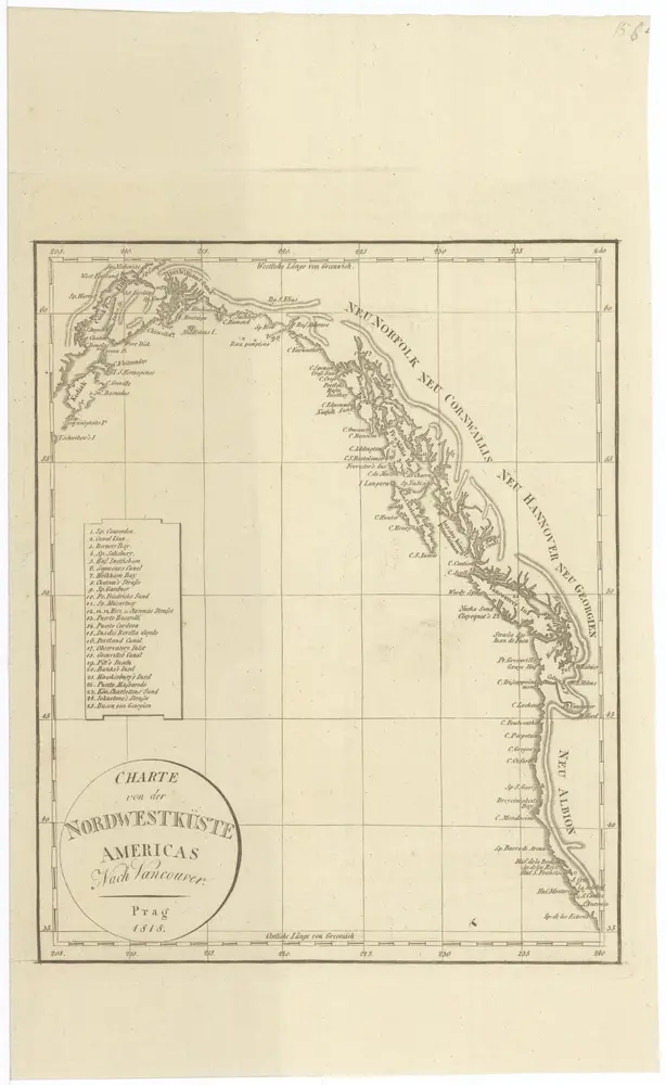 CHARTE von der NORDWESTKÜSTE AMERICAS Nach Vancouver