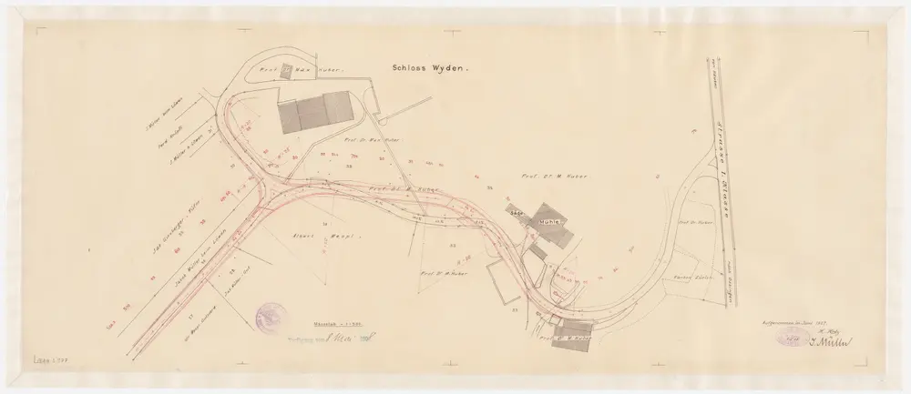 Ossingen: Strassenkorrektion von der Strasse von Ossingen über Schloss Widen bis zur Mühle; Situationsplan (Blatt II)