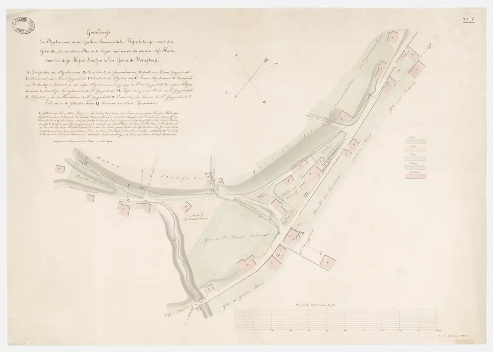Unterstrass: Quellen, Brunnenstuben und Wasserleitungen der Pilgerbrunnen, samt umliegenden Gebäuden; Grundriss