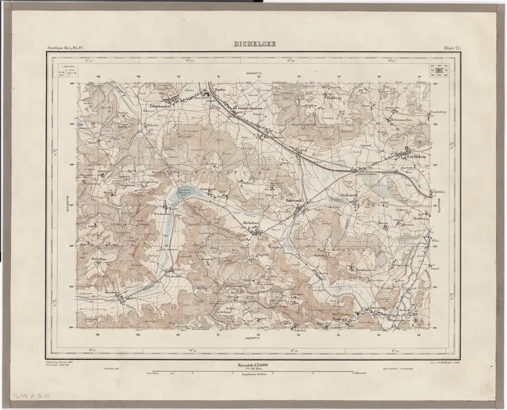 Topographischer Atlas der Schweiz (Siegfried-Karte): Den Kanton Zürich betreffende Blätter: Blatt 71: Bichelsee