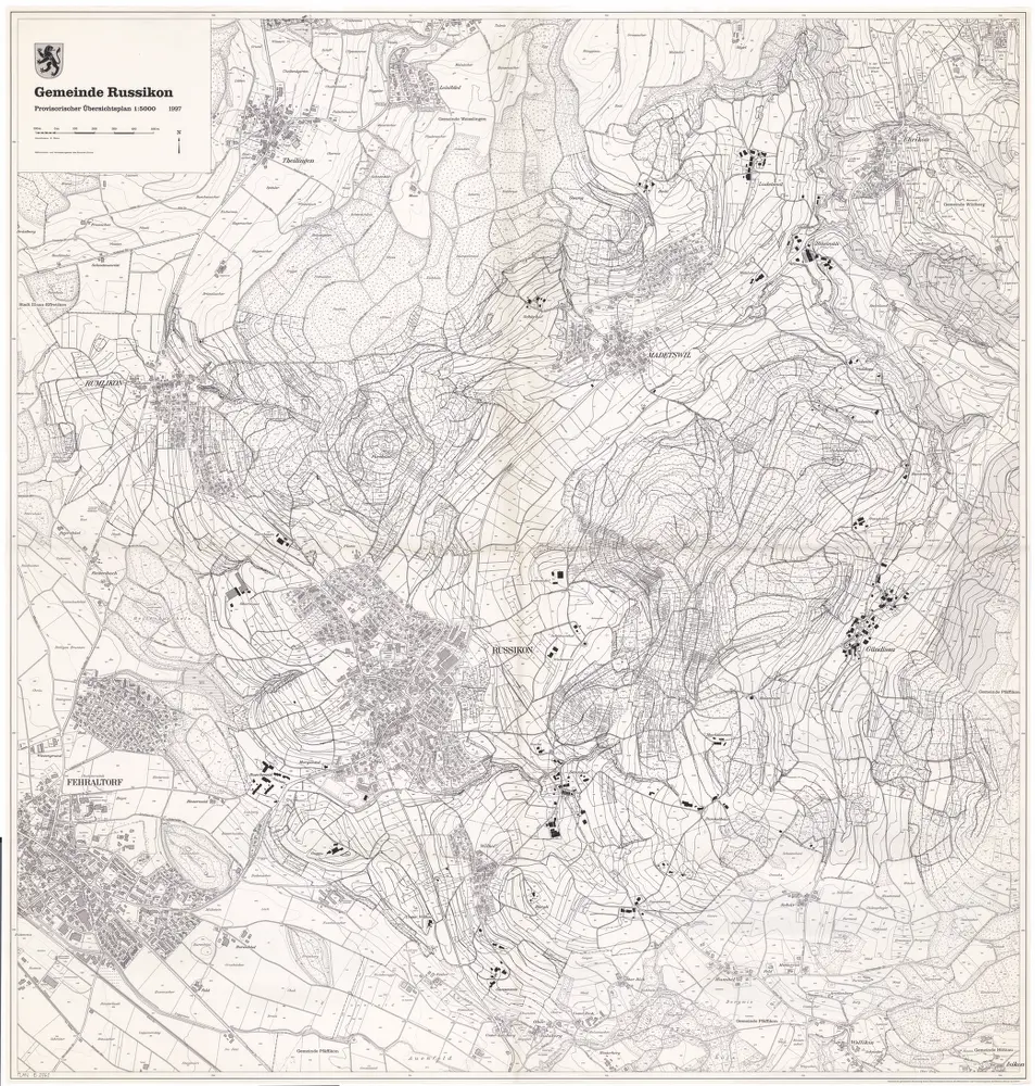 Russikon: Gemeinde; provisorischer Übersichtsplan (Schweizerische Grundbuchvermessung)
