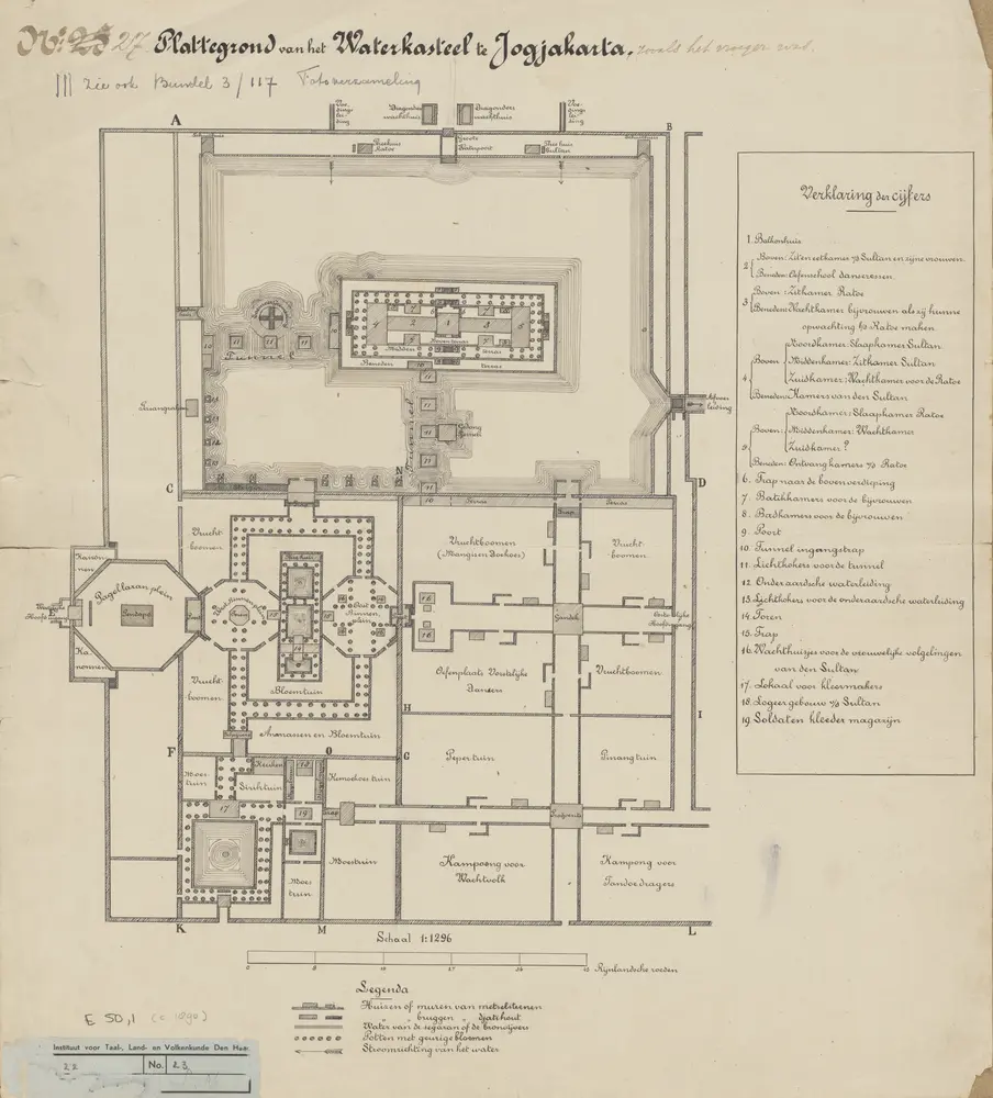 Plattegrond van het Waterkasteel te Jogjakarta