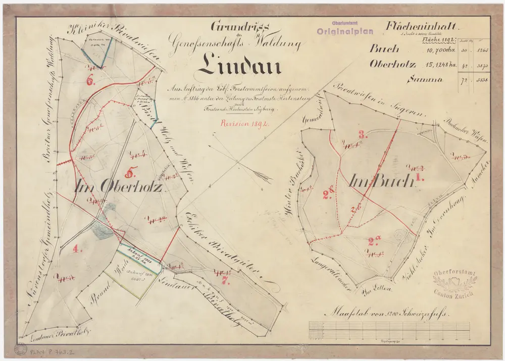 Lindau: Genossenschaftswaldung: Buech (Buch), Oberholz; Grundrisse