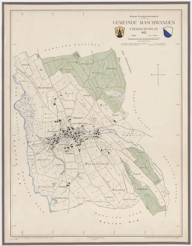 Maschwanden: Gemeinde; Übersichtsplan (Schweizerische Grundbuchvermessung)