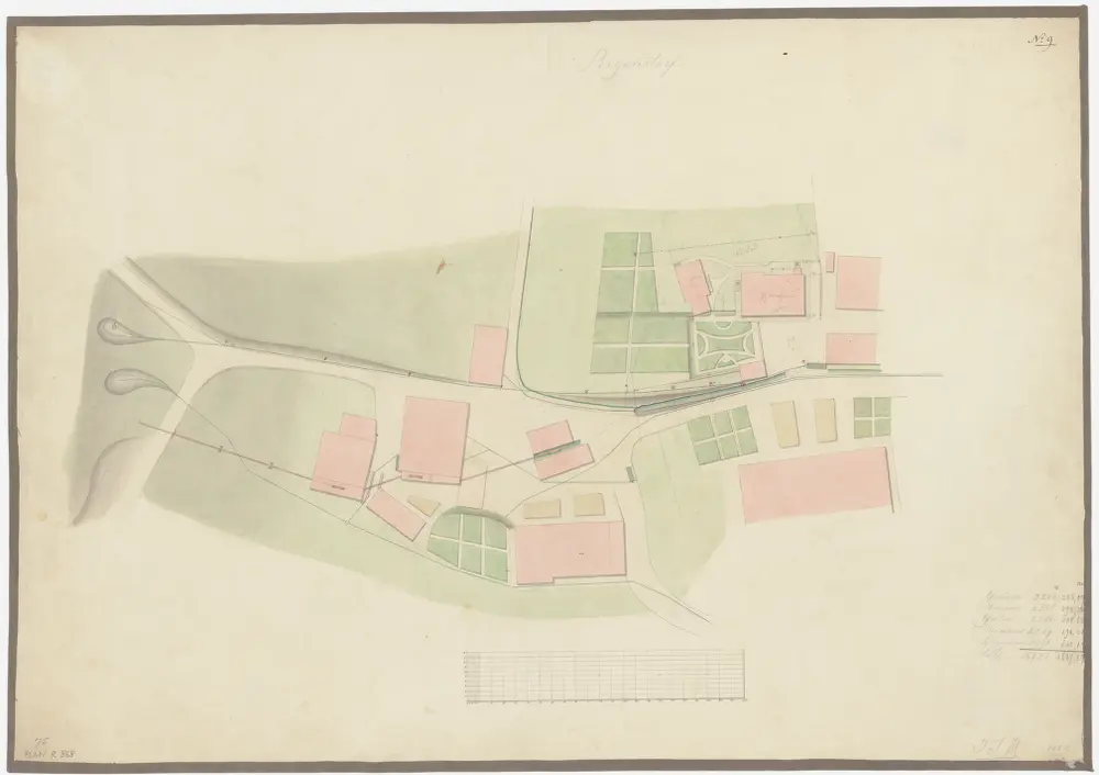 Regensdorf: Pfarrhaus mit Mühlekanal und Umgebung; Grundriss (Nr. 9)