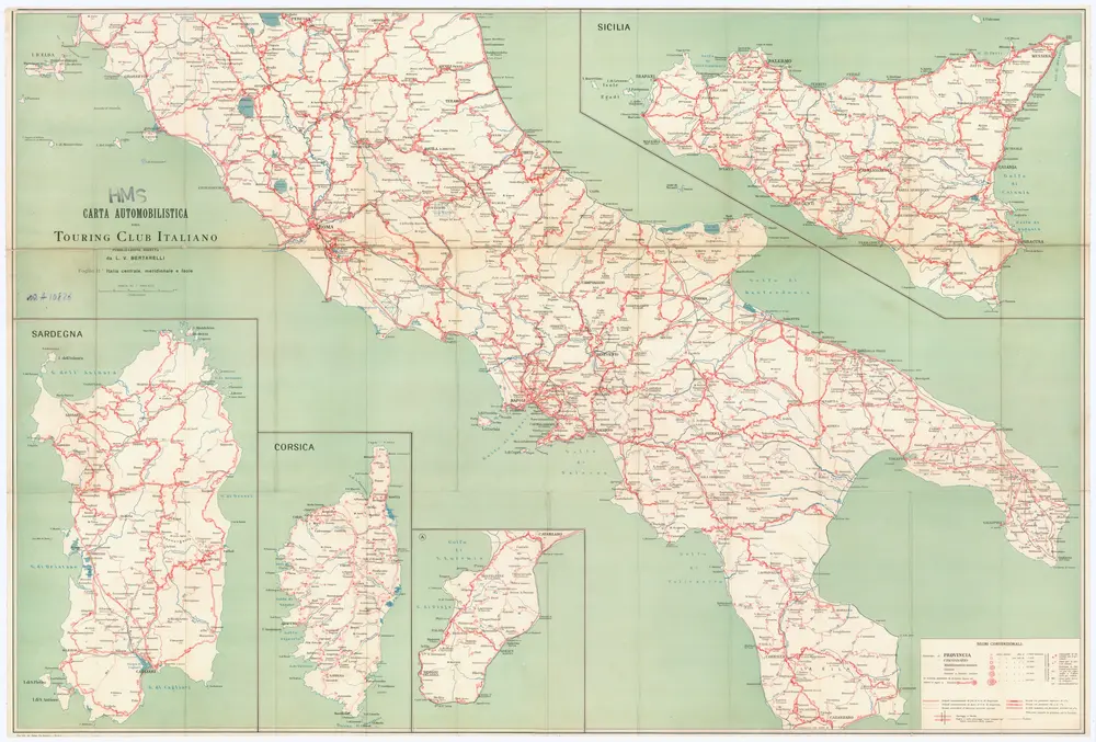 Carta automobilistica del Touring club italiano