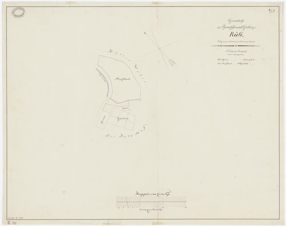 Rüti: Pfrundgüter Pfarrhausgarten und Hanfland; Grundriss (Nr. 1)