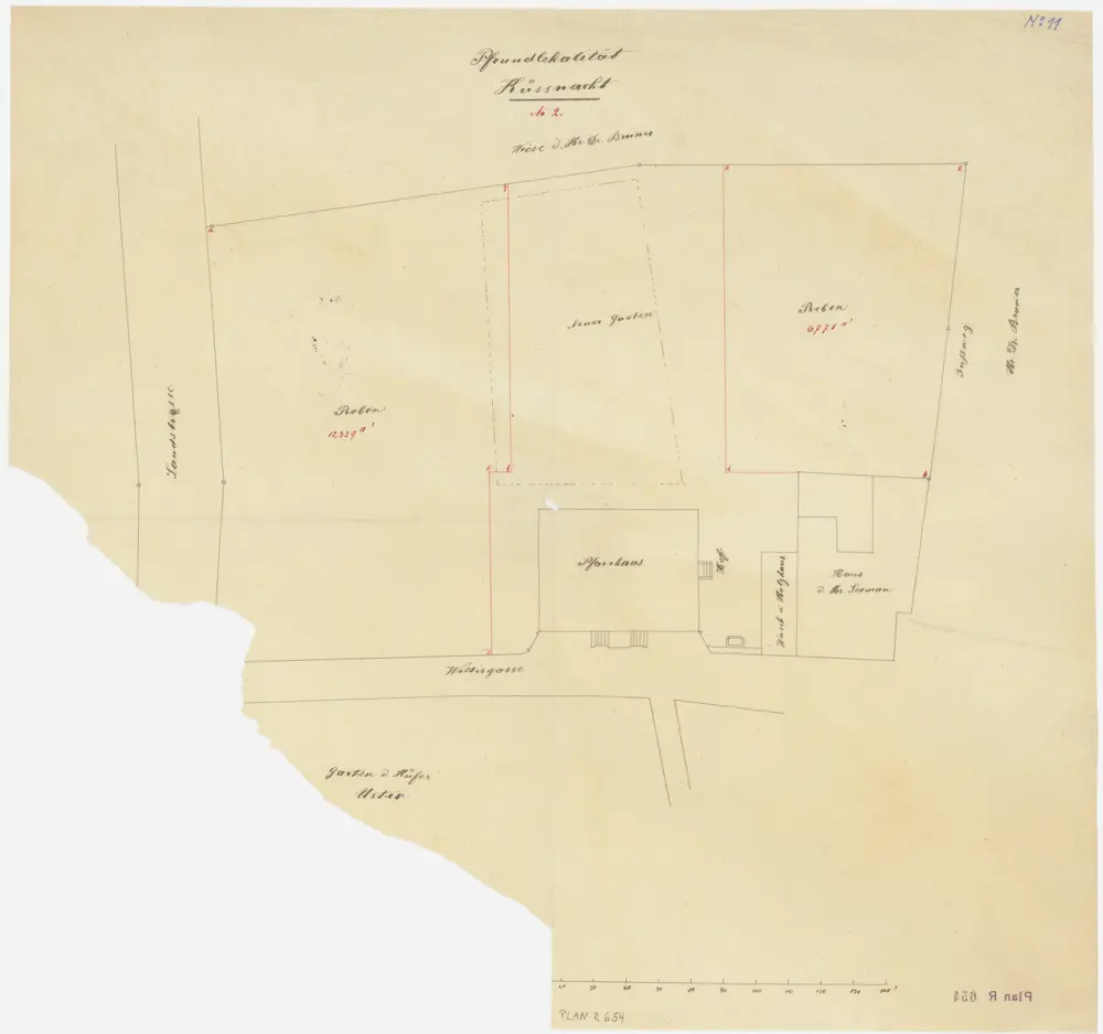 Küsnacht: Pfrundlokalität mit Pfarrhaus und Umgebung; Grundriss (Nr. 11)