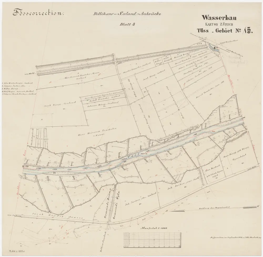 Bauma, Wila: Von Auwies bis Girentobel, Tösskorrektion; Situationsplan (Töss-Gebiet Nr. 15, Blatt 3)