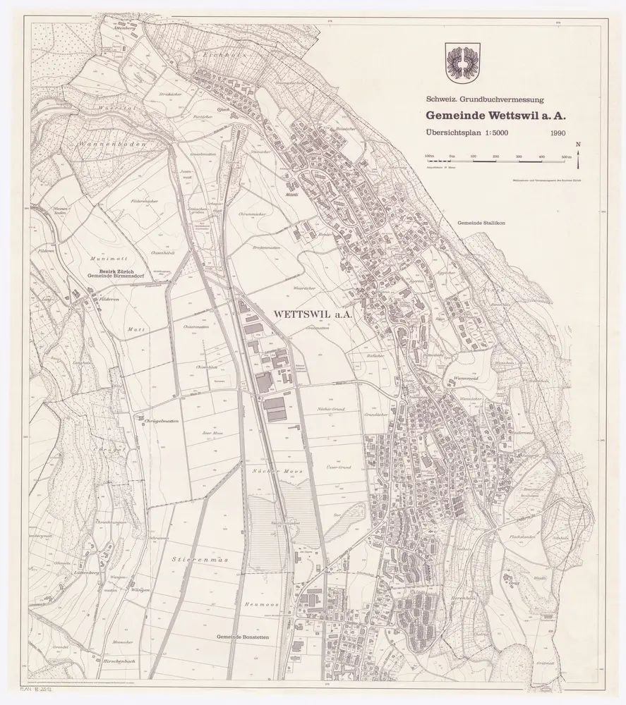 Wettswil am Albis: Gemeinde; Übersichtsplan (Schweizerische Grundbuchvermessung)