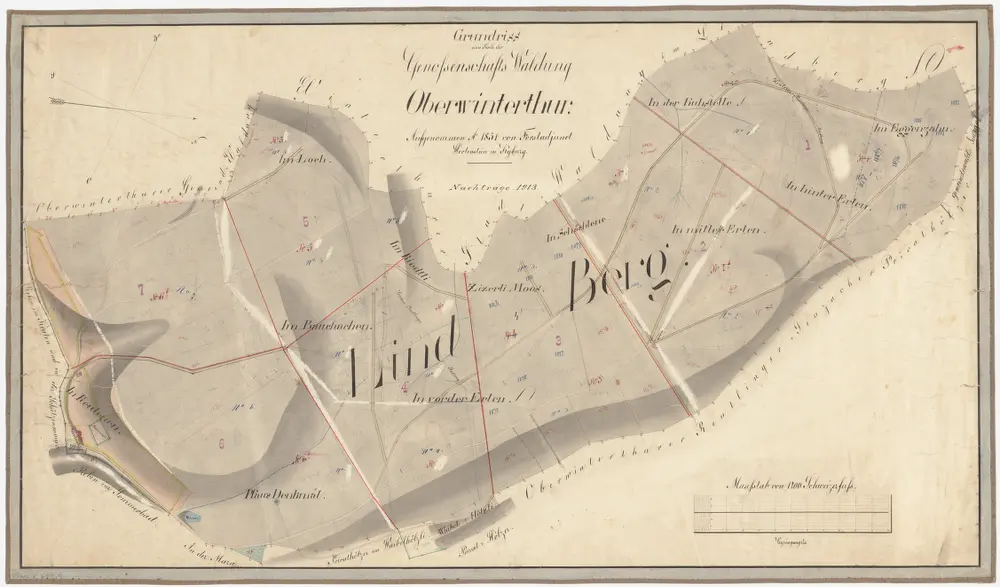 Oberwinterthur: Staats-, Gemeinde- und Genossenschaftswaldungen: Genossenschaftswaldung Oberwinterthur auf dem Lindberg (Limperg); Grundriss