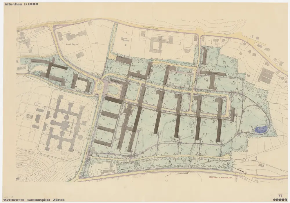 Zürich: Kantonsspital auf dem Burghölzliareal; Projekt 90009; Situationsplan