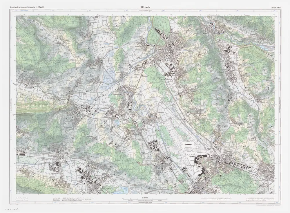 Landeskarte der Schweiz 1 : 25000: Den Kanton Zürich betreffende Blätter: Blatt 1071: Bülach