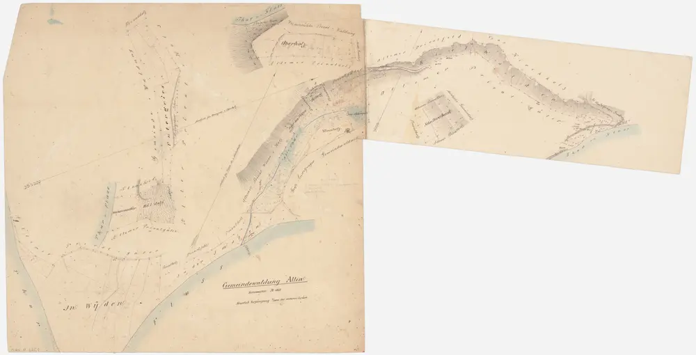 Kleinandelfingen: Gemeindewaldung Alten: Widen (Wyden), Inslen (Imslen), Tannholz, Unter den Felsen, Hundsau, Ölberg, Riethalden, Gumpen, Untergries, Wannenmacher, Häldeli, Oberholz, Schitersbuck; Grundriss