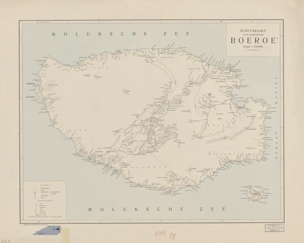 Schetskaart van de Onderafdeeling Boeroe / Topographische Inrichting