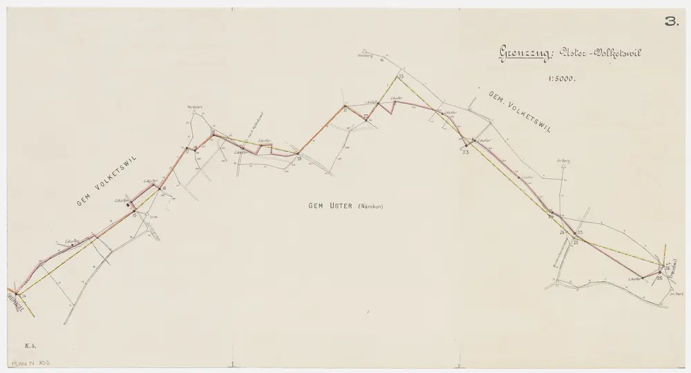 Grenze zwischen Uster und Volketswil; Grundriss (Nr. 3, Punkte 14-26)