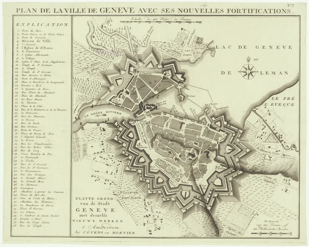 Plan de la ville de Geneve avec ses nouvelles fortifications