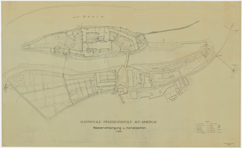 Heil- und Pflegeanstalt Alt-Rheinau: Wasserversorgung und Kanalisation; Grundriss