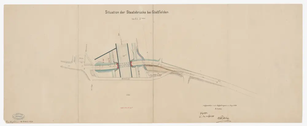 Glattfelden: Eiserne Staatsbrücke über die Glatt; Situationsplan