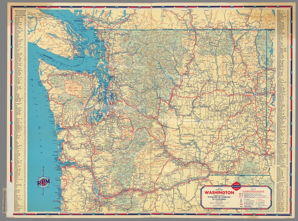 1937 road map of Washington