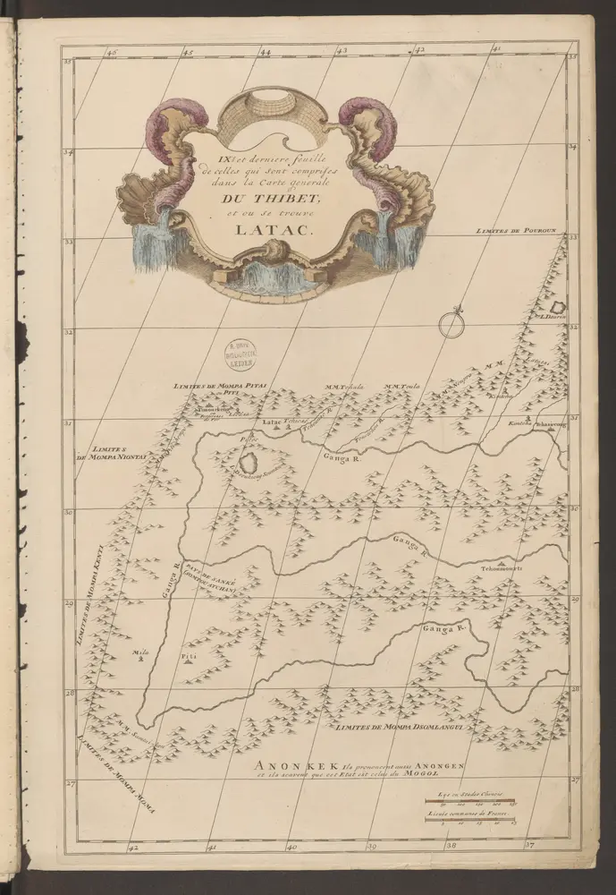 9e et derniere feuille de celles qui sont comprises dans la carte generale du Thibet, et ou se trouve Latac