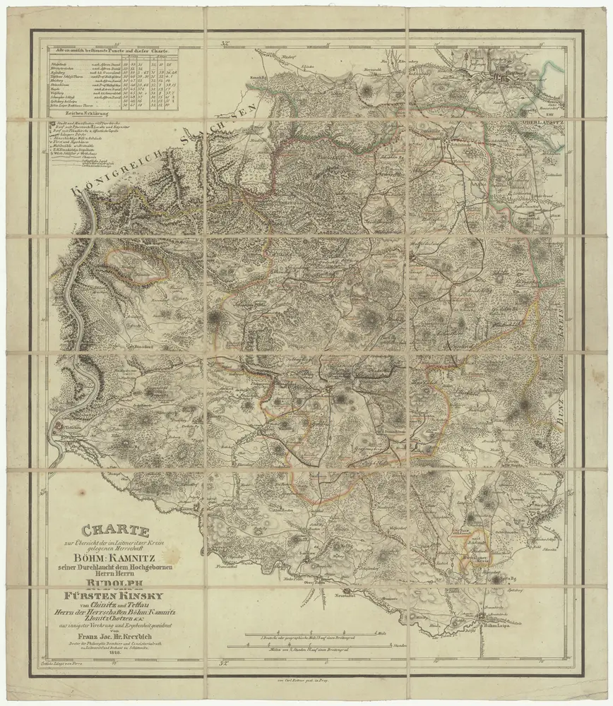 Charte zur Übersicht der im Leitmeritzer Kreise gelegenen Herrschaft Böhm. Kamnitz