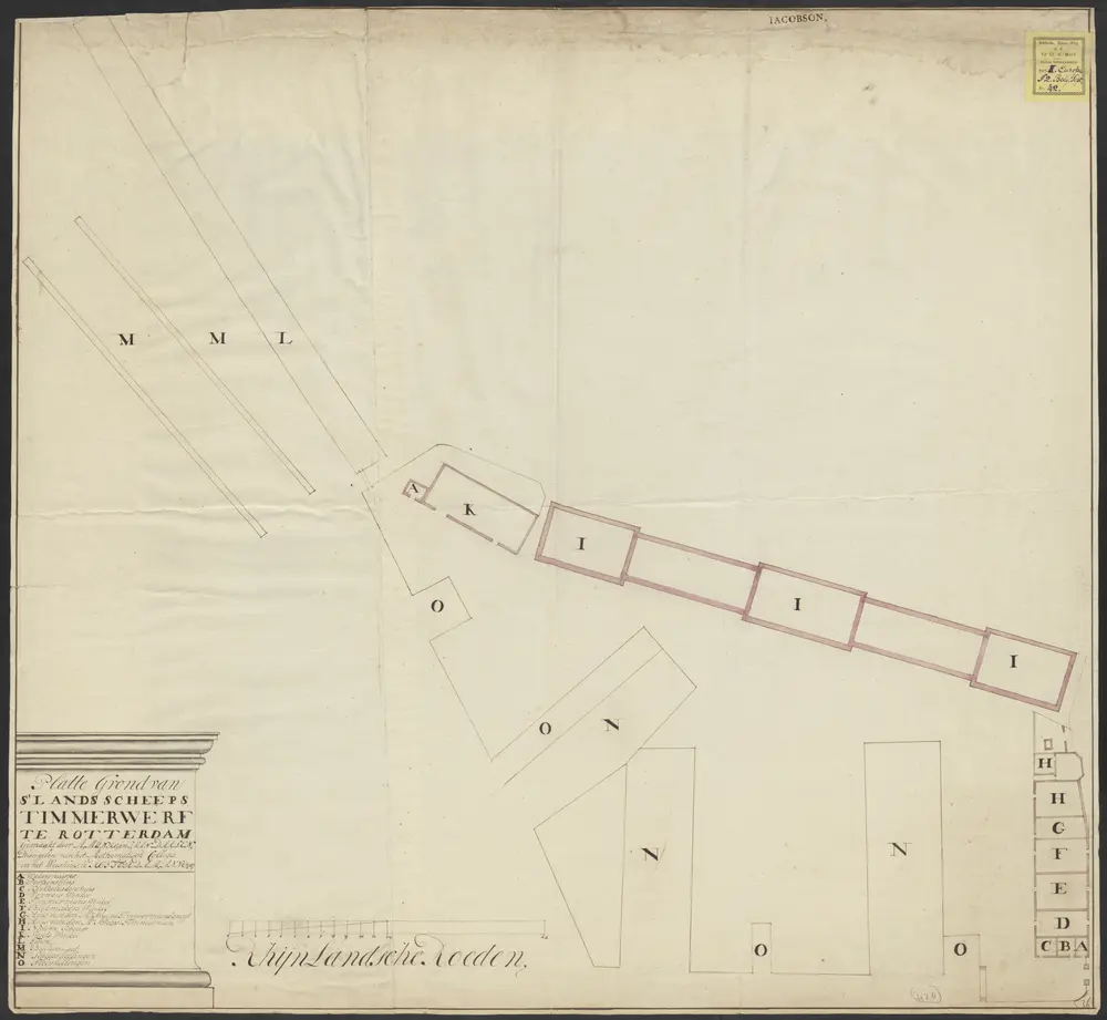 Platte grond van 's Lands Scheeps Timmerwerf te Rotterdam