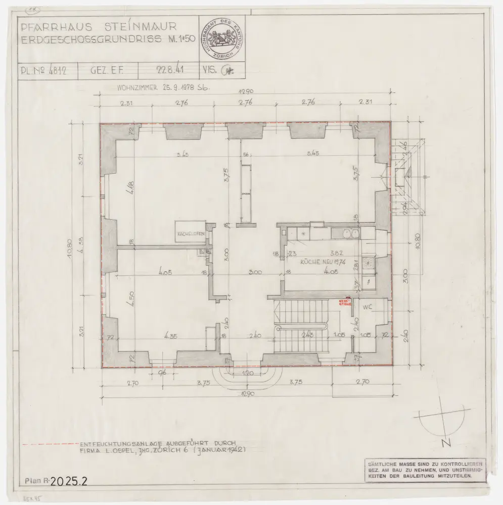 Steinmaur: Pfarrhaus: Erdgeschoss; Grundriss