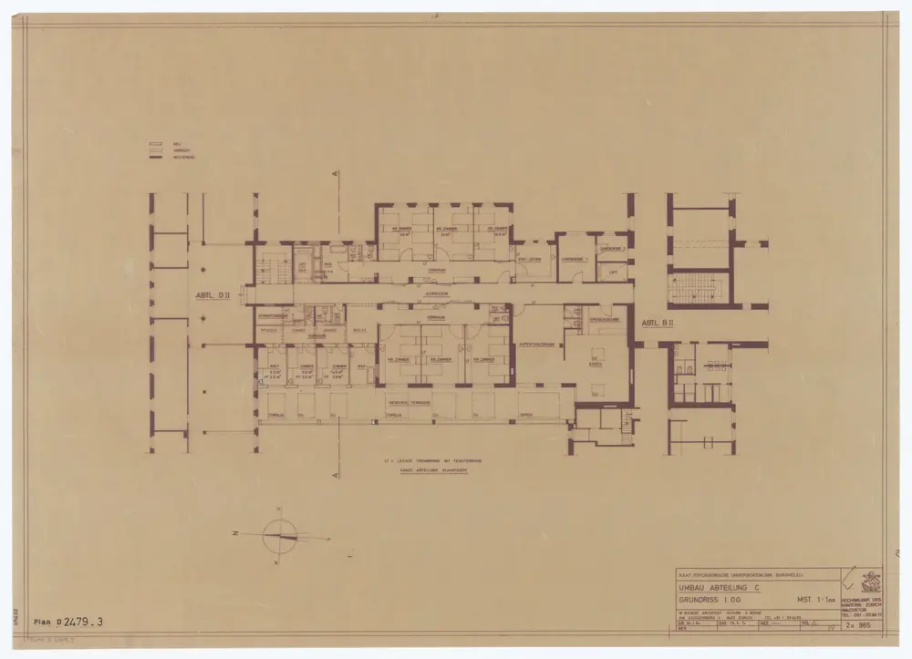 Psychiatrische Universitätsklinik Burghölzli: Umbau der Abteilung C; Grundrisse: 1. Stock; Grundriss