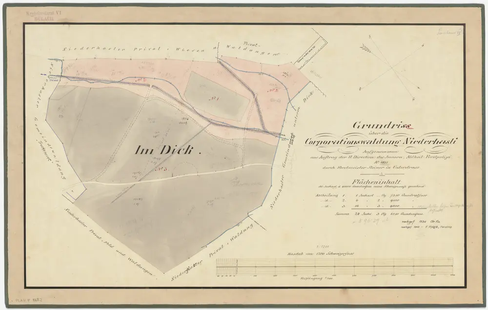 Niederhasli: Gemeinde- und Genossenschaftswaldungen: Dick; Grundriss