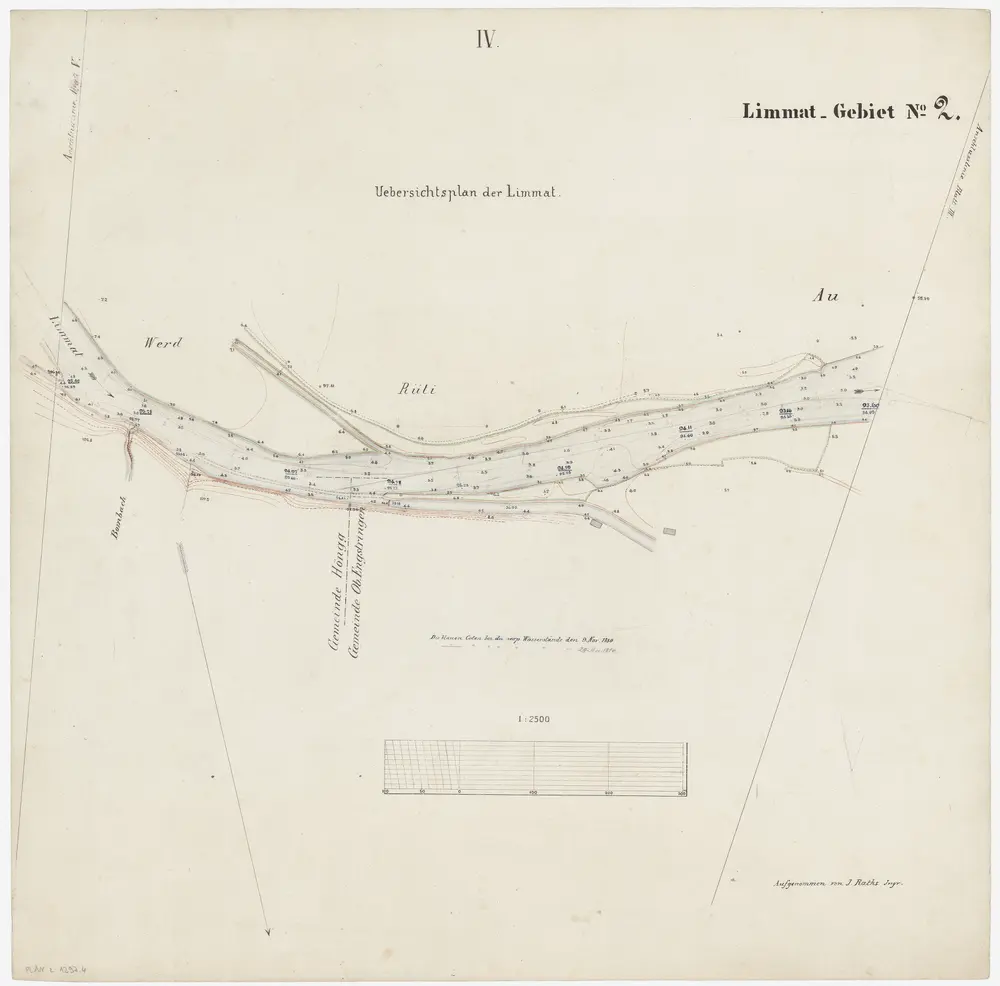 Altstetten bis Schlieren: Limmat von der Hönggerbrücke bis unterhalb der Unterengstringerbrücke: Blatt IV: Höngg, Oberengstringen und Schlieren; Situationsplan (Limmat-Gebiet Nr. 2)