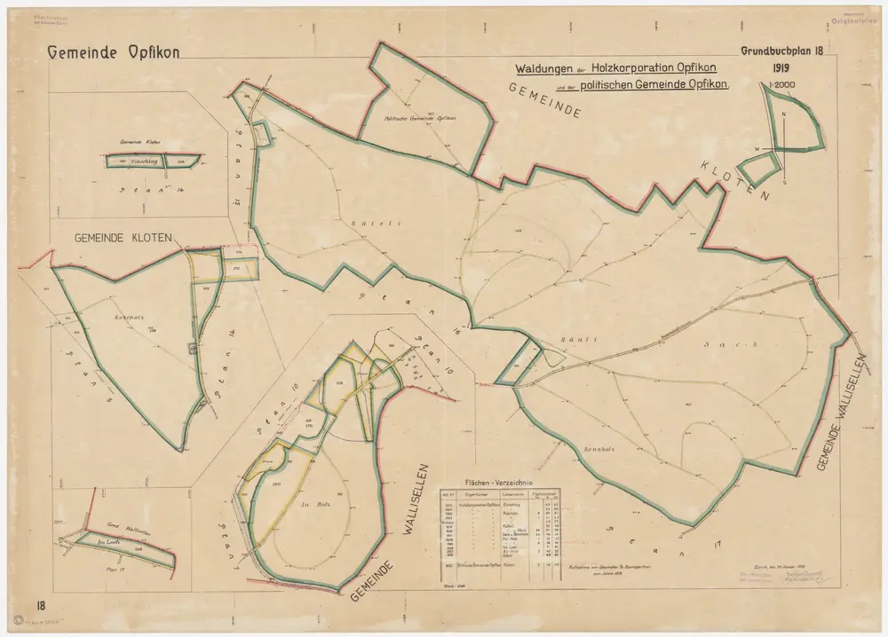 Opfikon: Gemeinde- und Genossenschaftswaldungen: Gemeindewaldungen und Genossenschaftswaldungen; Grundriss