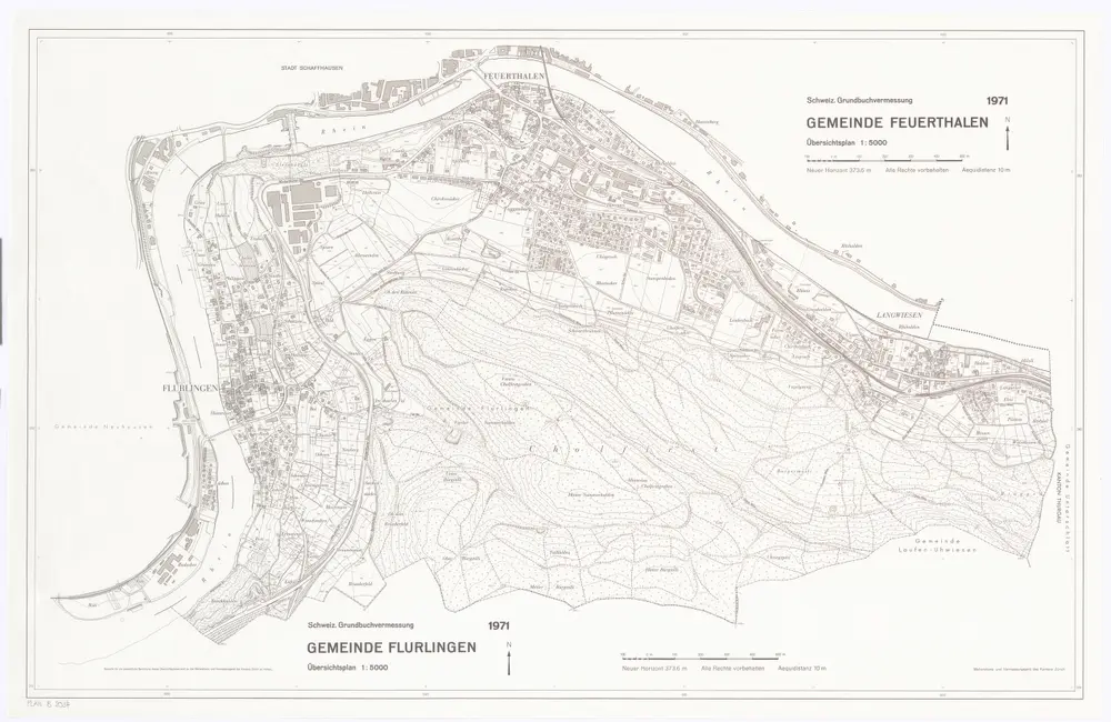 Feuerthalen, Flurlingen: Gemeinden; Übersichtsplan (Schweizerische Grundbuchvermessung)