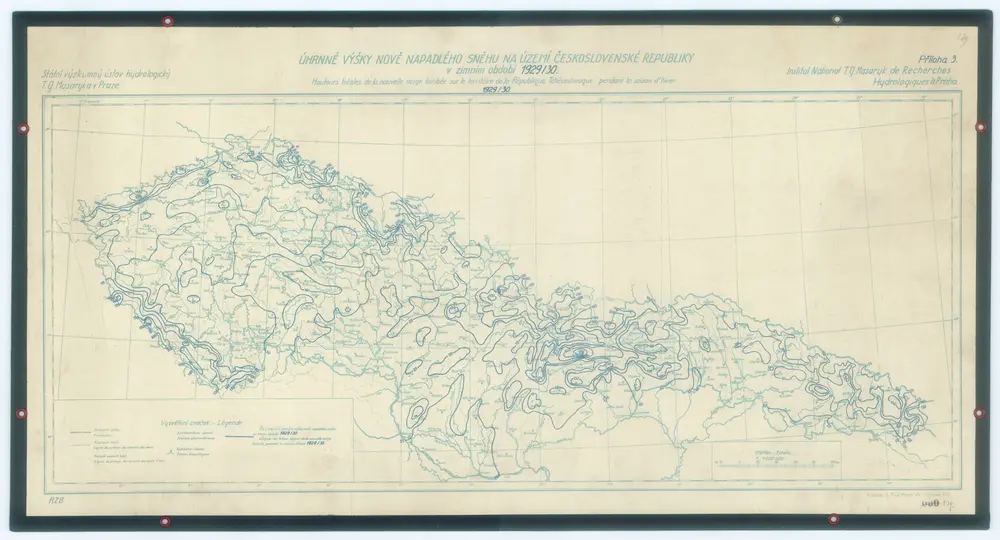 Úhrnné výšky nově napadlého sněhu na území Československé republiky v zimním období 1929/30