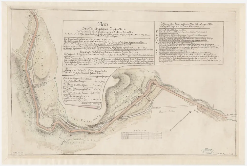 Brütten, Töss: Strassenkorrektion der Steigstrasse von Brütten nach Töss; Situationsplan