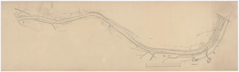 Wila, Turbenthal: Von der gedeckten Brücke unterhalb Wila bis zur eisernen Brücke bei Friedthal, Tösskorrektion; Situationsplan (Töss-Gebiet Nr. 41 k)