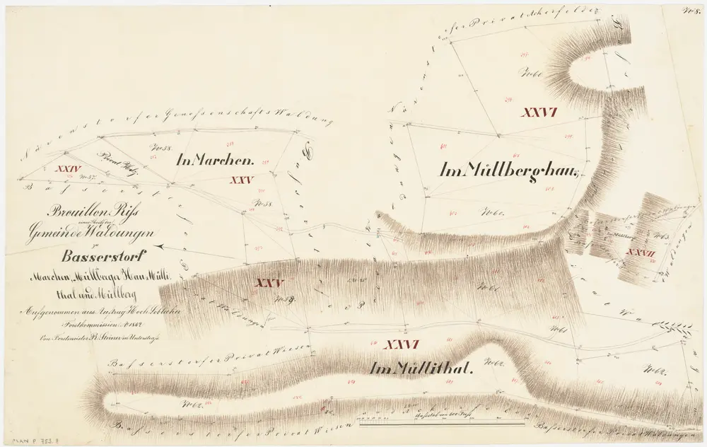 Bassersdorf: Gemeindewaldung: In Marchen, Mülberghau (Im Mühlberghau), Mülital (Im Mühlethal); Grundriss (Nr. 8)