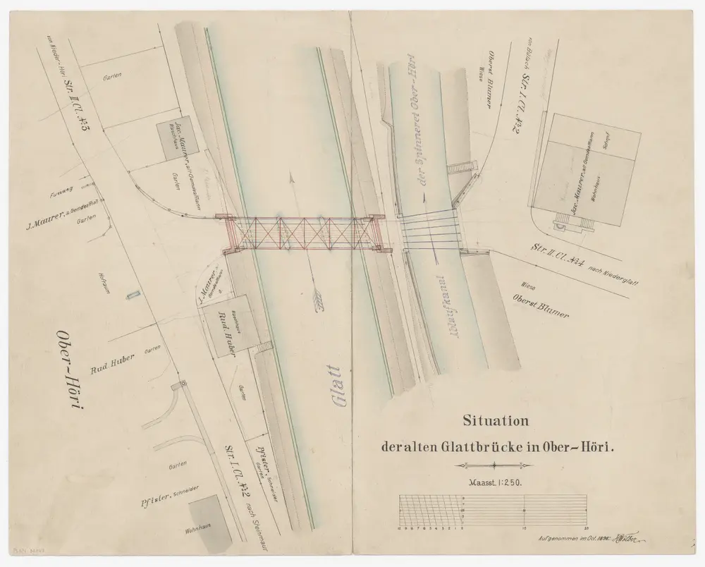 Höri: Alte Brücke über die Glatt in Oberhöri; Situationsplan