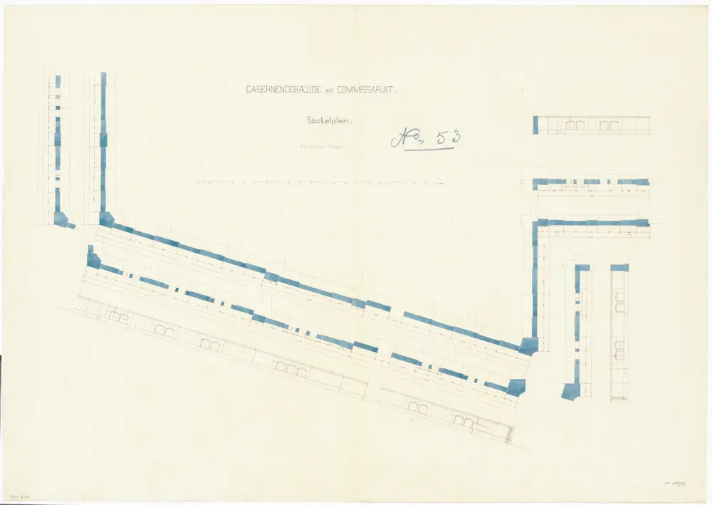 Projektierte Kaserne: Nördlicher Flügel, Sockel; Grundrisse