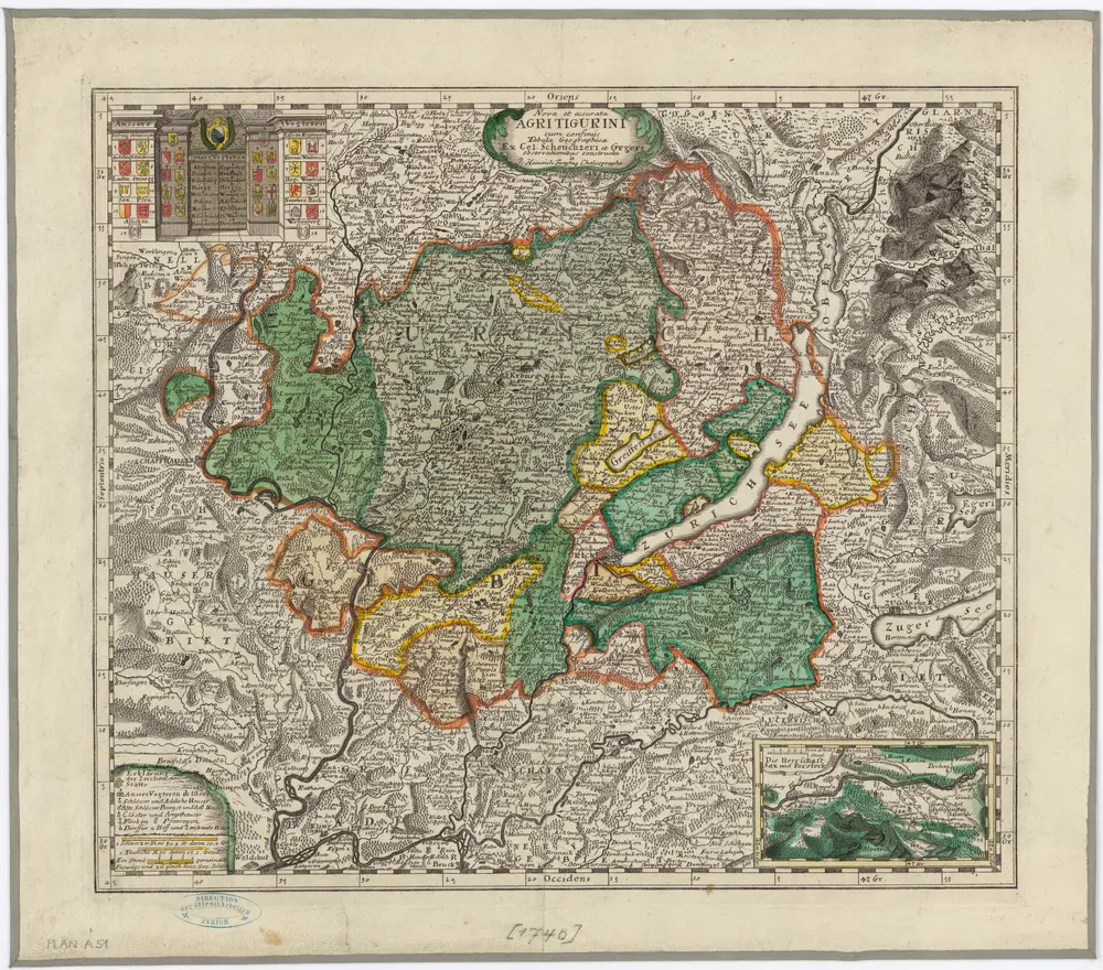 Darstellung von Stadt und Landschaft Zürich nach Vogteien