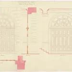 Projektierte Kaserne: Hauptportal; Ansichten, Grundriss und Schnitt