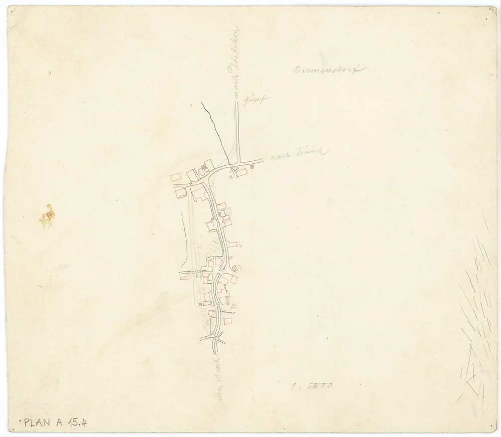 Vorlagen für die Topographische Karte des Kantons Zürich (Wild-Karte): Bezirk Zürich: Ortsplan: Birmensdorf