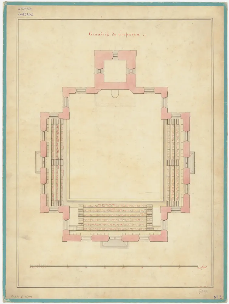 Thalwil: Kirche, Empore mit Bestuhlung; Grundriss (Nr. 3)