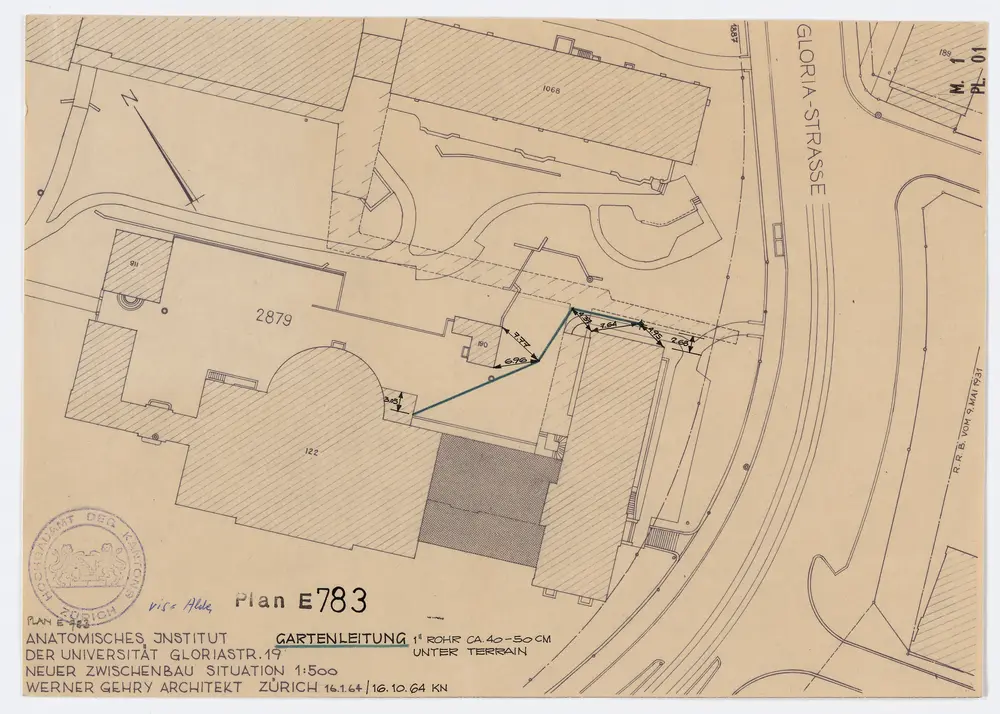 Zürich: Universität, Anatomie, Gartenleitung; Situationsplan