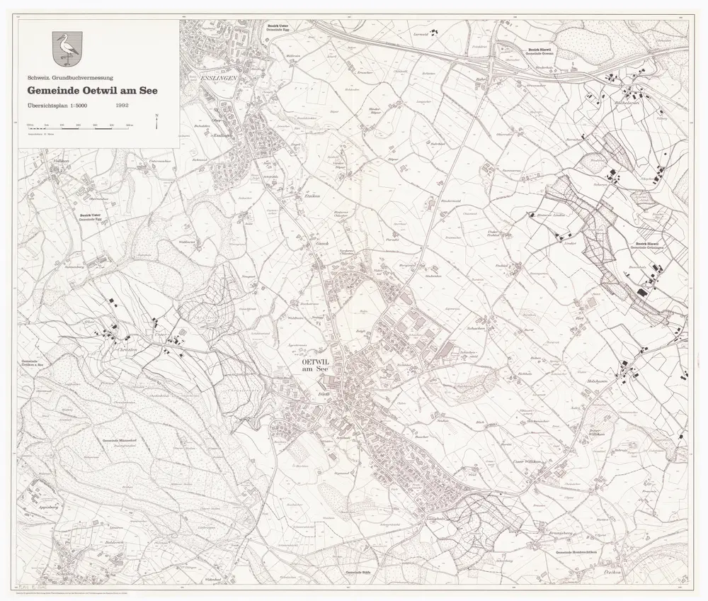 Oetwil am See: Gemeinde; Übersichtsplan (Schweizerische Grundbuchvermessung)