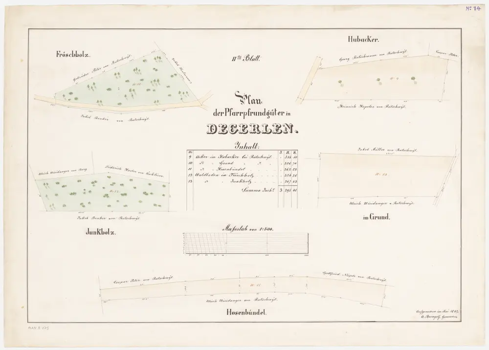 Dägerlen: Pfrundgüter Fröschholz, Junkholz, Hubacker, im Grund und Hosenbündel; Grundrisse (Nr. 14)